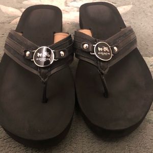 Black Coach Flip Flops